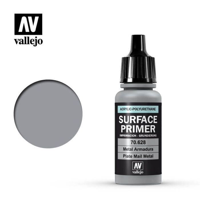 Vallejo Surface Primer 17ml Acrylic Paint - Plate Mail Metal 70628