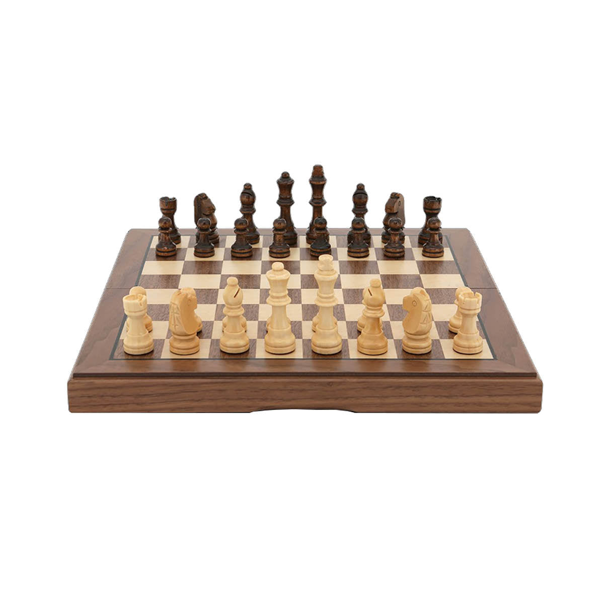 Dal Rossi Chess Set Folding Walnut Inlaid 12 Inch - Good Games
