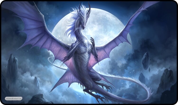 Gamermats - White Dragon of the Night TCG Sized Playmat - Good Games