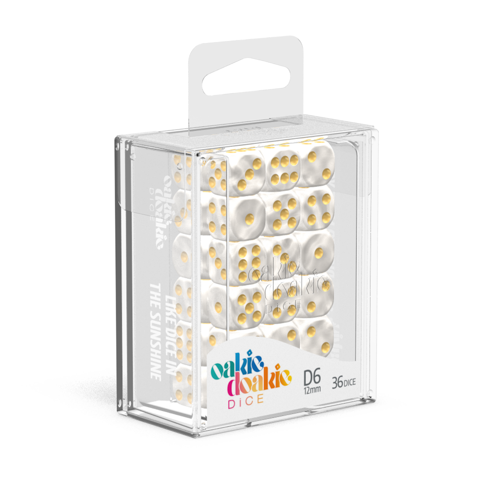 Oakie Doakie Dice - D6 12mm Marble White (36) - Good Games