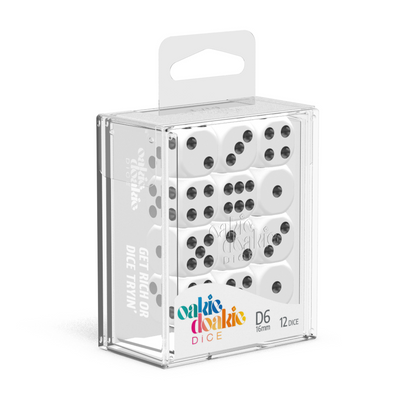 Oakie Doakie Dice - D6 16mm Solid White (12) - Good Games