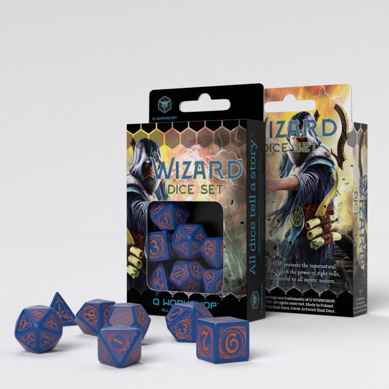 Q Workshop - Wizard Dark-Blue & Orange Dice Set - Good Games