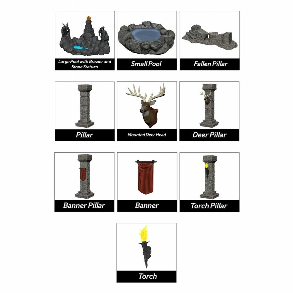 Wizkids Miniatures Fantasy Terrain Painted Pools & Pillars (Set 1) - Good Games