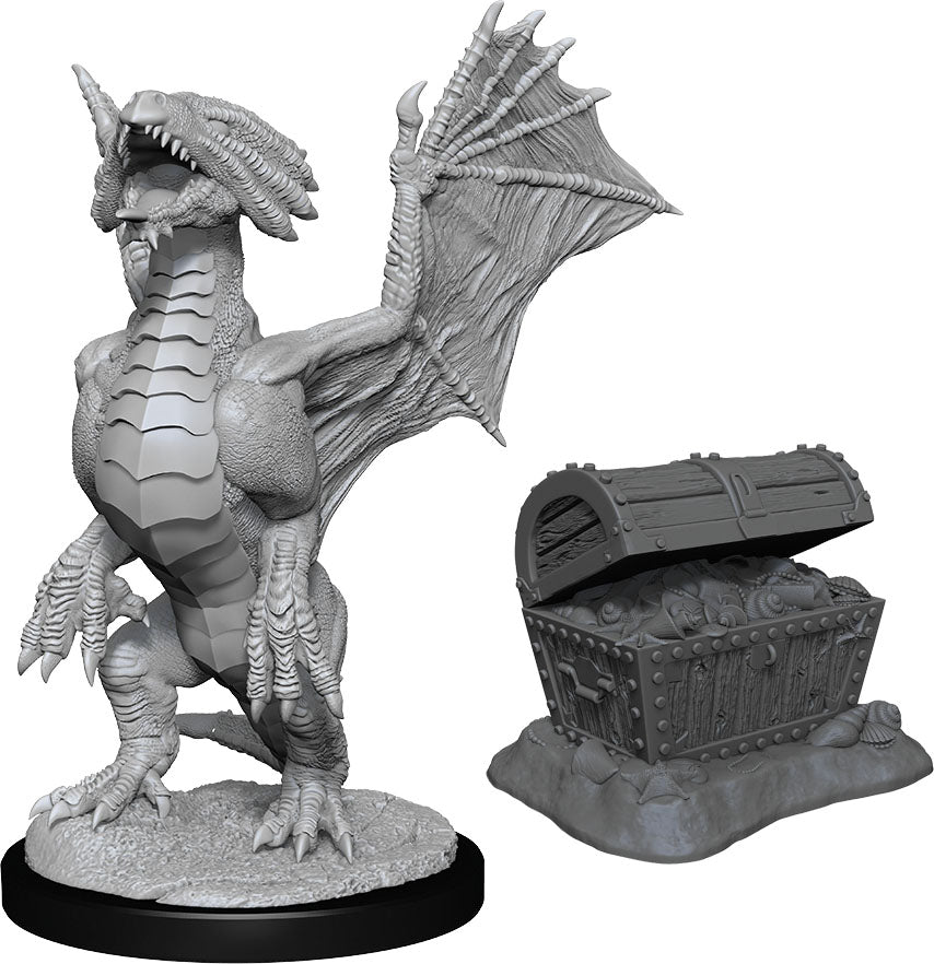 Dungeons & Dragons - Nolzurs Marvelous Unpainted Miniatures Bronze Dragon Wyrmling & Pile of Sea Found Treasure - Good Games
