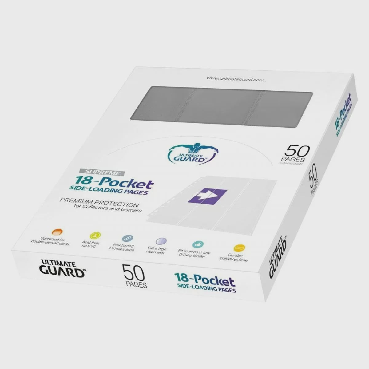 Ultimate Guard 18-Pocket Pages Side Loading Grey (50) - Good Games