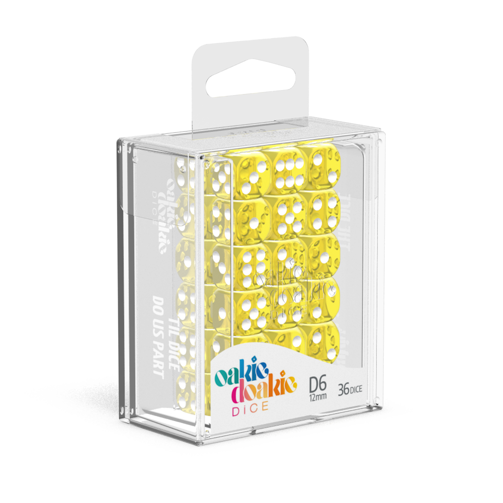 Oakie Doakie Dice - D6 12mm Translucent Yellow (36)